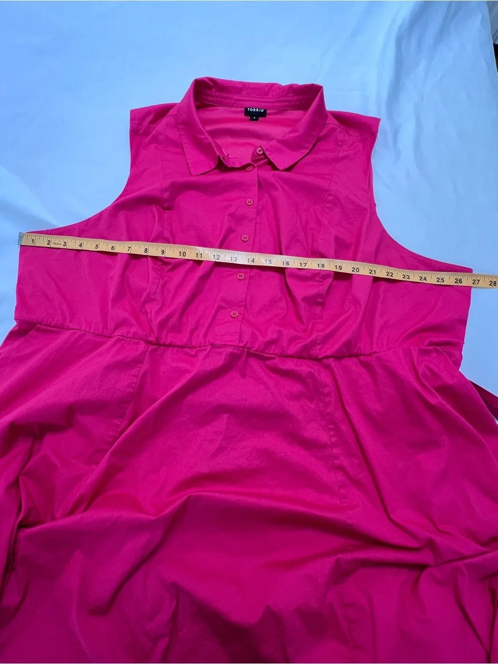 Torrid Fuchsia Pink Sleeveless Button Front Shirt Dress Belted Plus Size 4X - Picture 4 of 11